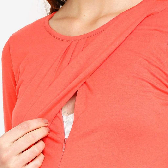 Long Sleeves Abena Top Coral