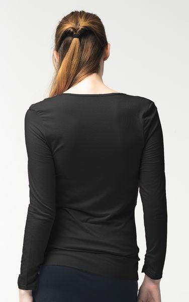 Velma Cowl Bamboo Cotton Long Sleeve Nursing Nursing Top Black
