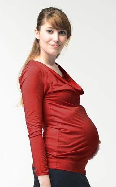 Velma Cowl Bamboo Cotton Long Sleeve Nursing Nursing Top Red