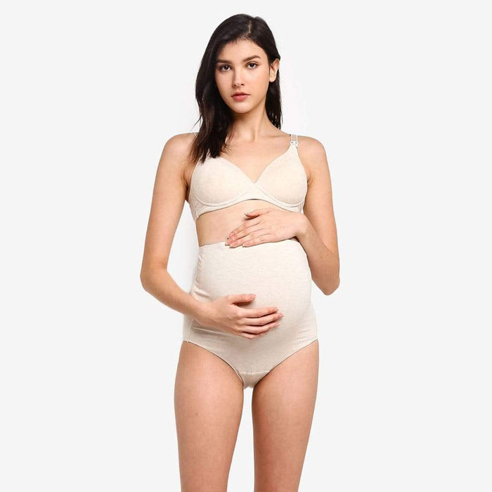 Marsha Cotton High Waist Maternity Panties Oatmeal