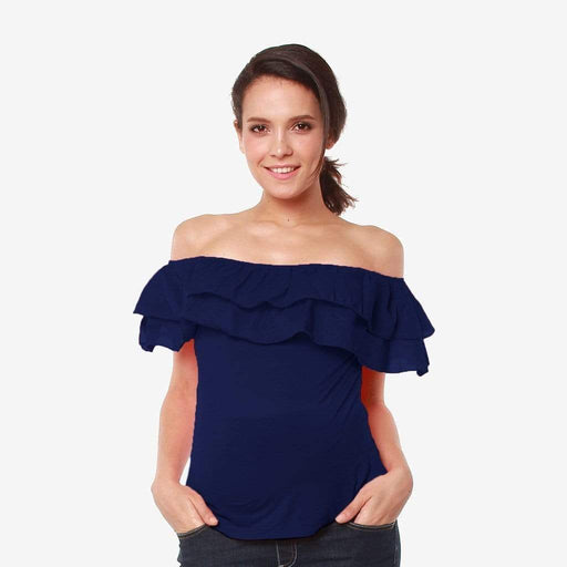 Off Shoulder Cacey Nursing Top Navy