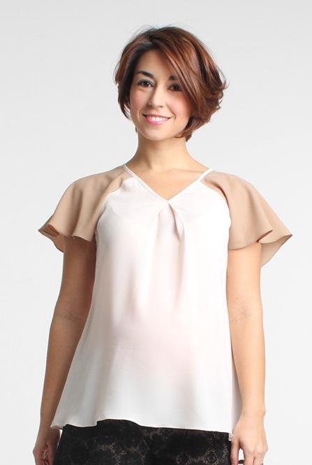 Nevada Short Sleeved Nursing Cape Top Pink