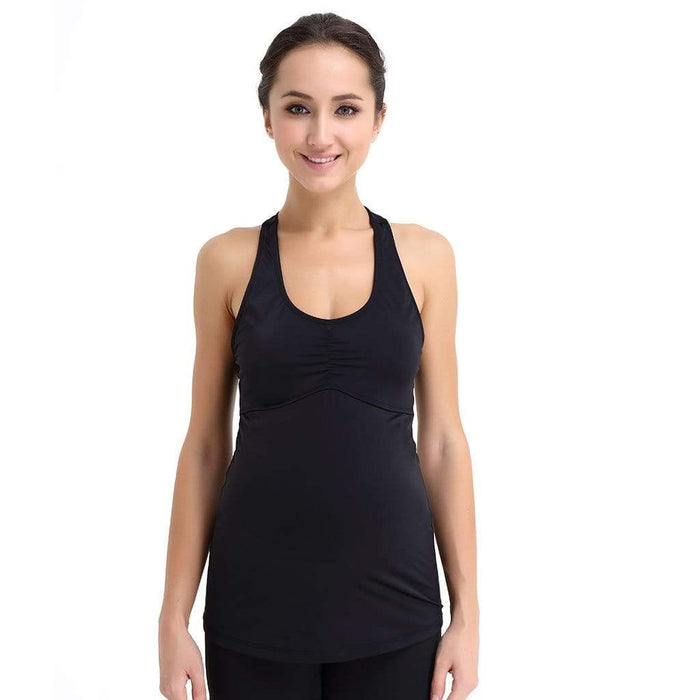 Noir Halter Maternity Activewear Black Stripes