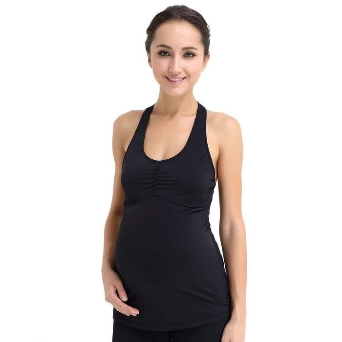 Noir Halter Maternity Activewear Black Stripes
