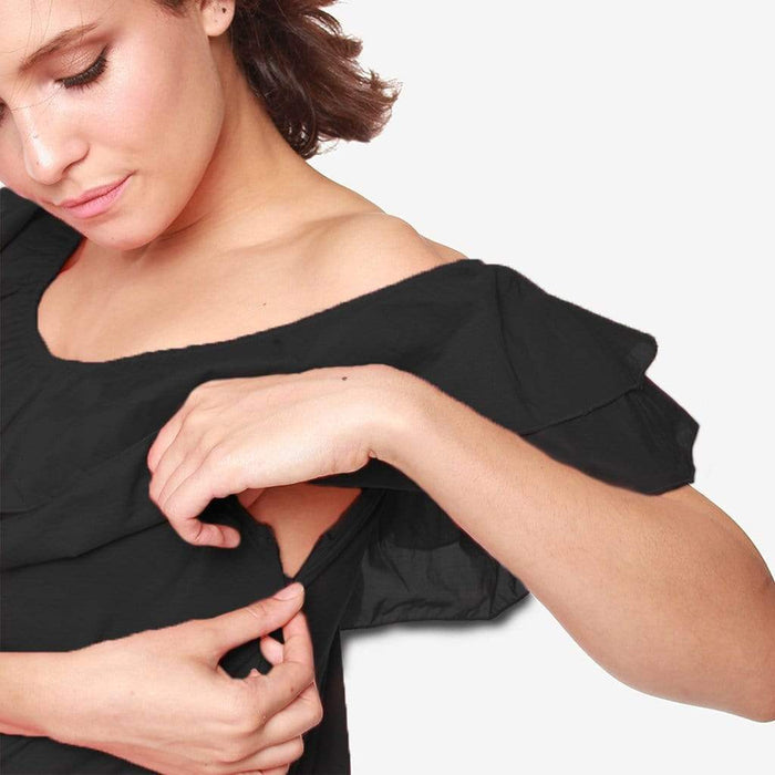 Off Shoulder Cacey Nursing Top Black
