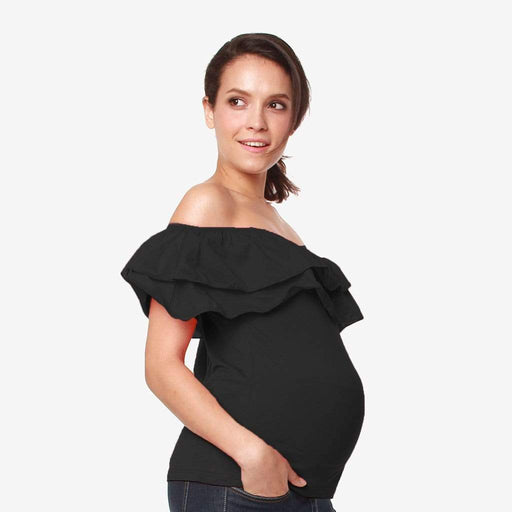 Off Shoulder Cacey Nursing Top Black