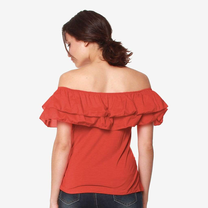 Off Shoulder Cacey Nursing Top Dark Coral