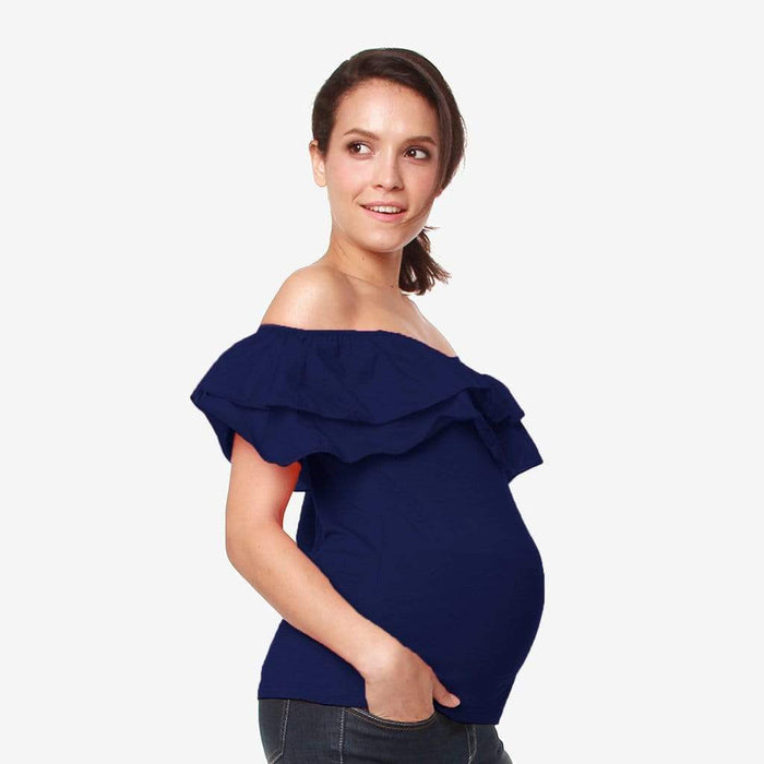 Off Shoulder Cacey Nursing Top Navy