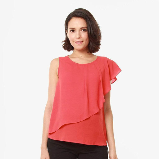 One Shoulder Chessa Nursing Top Coral Red