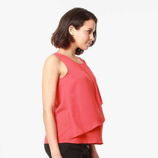 One Shoulder Chessa Nursing Top Coral Red