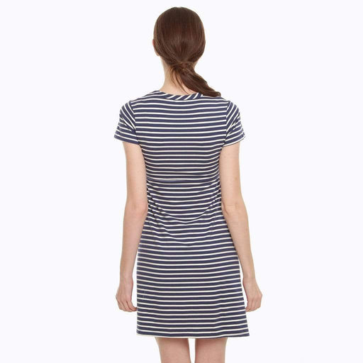 Patience Stripe Skater Short Sleeve Nursing Dress Navy Stripe