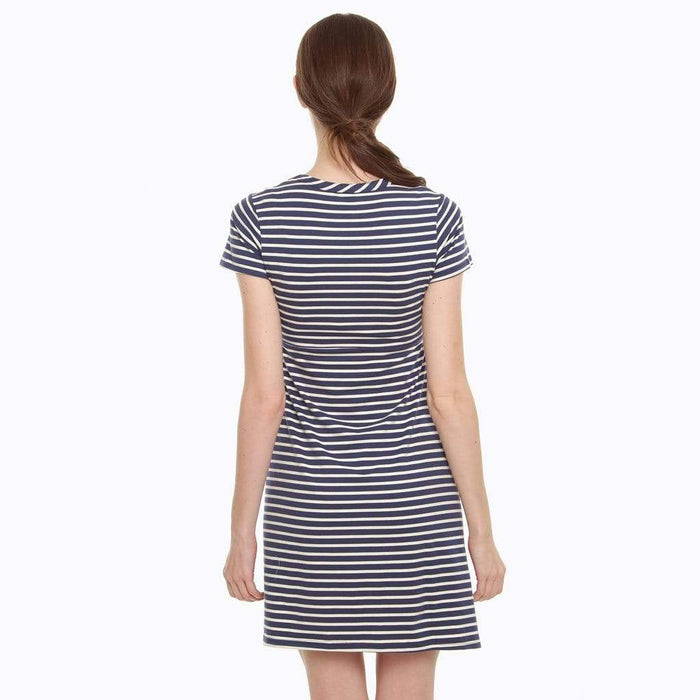 Patience Stripe Skater Short Sleeve Nursing Dress Navy Stripe