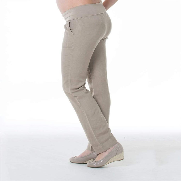 Rita Rayon Linen Maternity Shorts Khaki