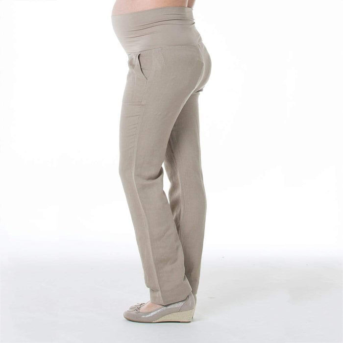 Rita Rayon Linen Maternity Shorts Khaki