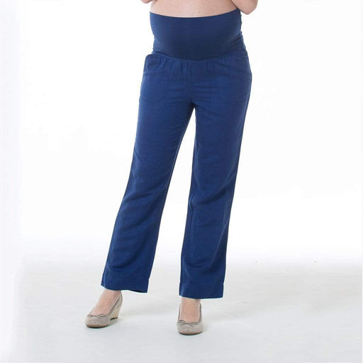 Rita Rayon Linen Maternity Pants Navy