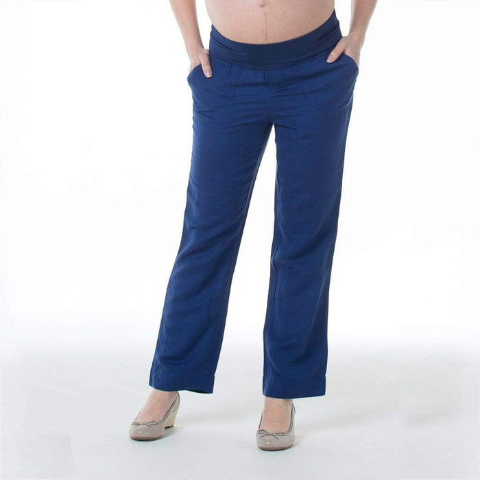 Rita Rayon Linen Maternity Pants Navy