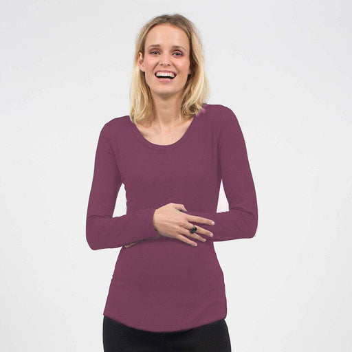 Belva Long Sleeved Round Neck Tee Eggplant