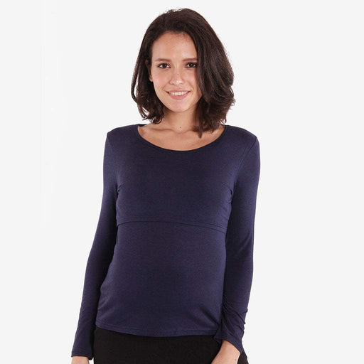 Belva Long Sleeved Round Neck Tee Navy