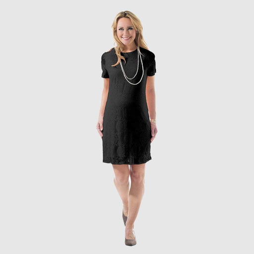 Catriona Full Lace Short Sleeve Nursing Dress Black