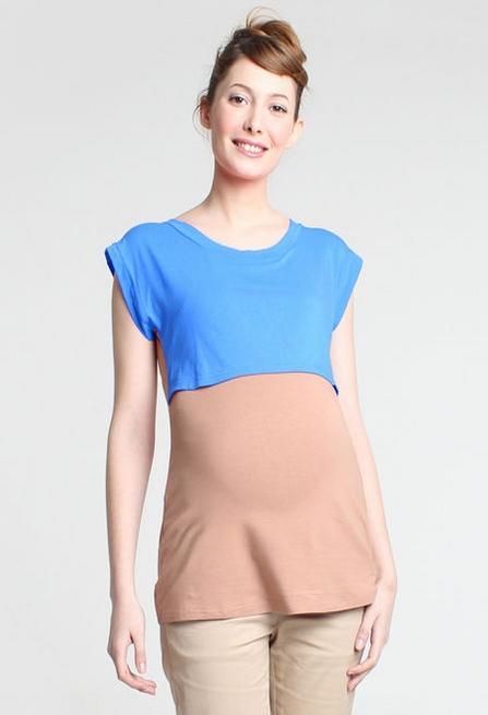 Celia Contrast Bamboo Top Blue