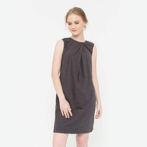 Chara Overlap Dark Grey Sleeveless Nursing Dress