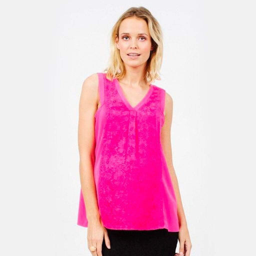 Aryana V-Neck Lace Sleeveless Nursing Top Fuchsia