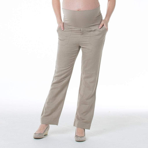 Rita Rayon Linen Maternity Shorts Khaki