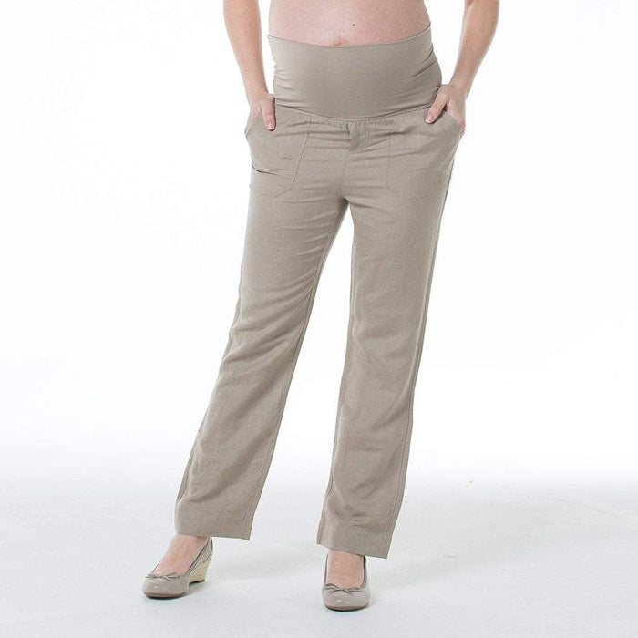 Rita Rayon Linen Maternity Shorts Khaki