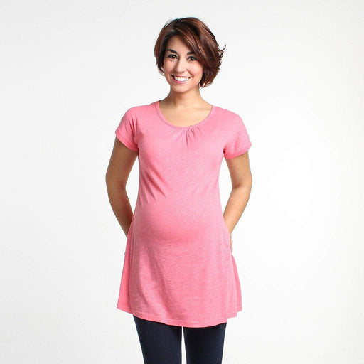 Cherise Maternity Tunic Short Sleeve Top Pink