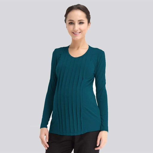Knitted Long Sleeves Venus Pleats Row Top Teal