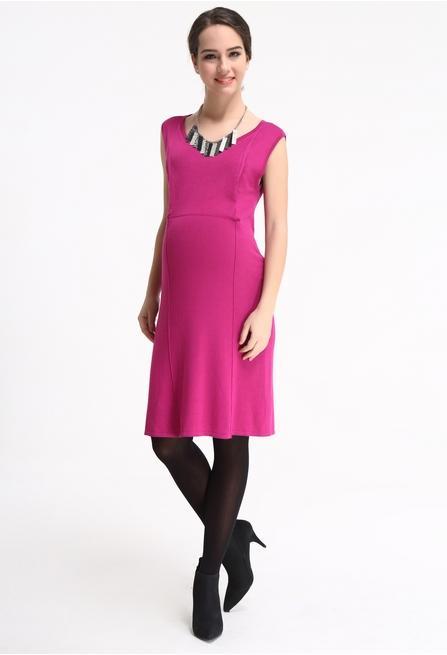 Sherry Contract Piping Dress Plum