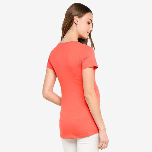 Short Sleeves Aggie Empire Top Coral