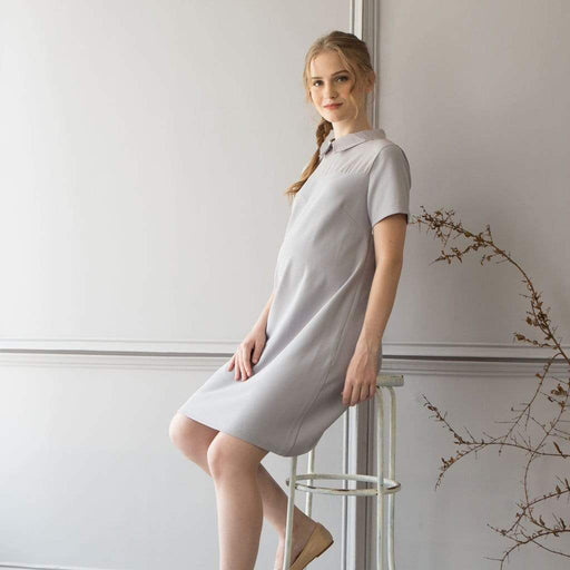 Short Sleeves Yeva Nursing Dress Grey
