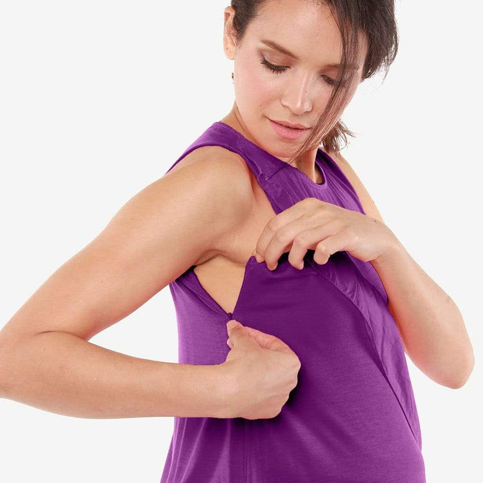 Sleeveless Caliana Frills Nursing Top Eggplant