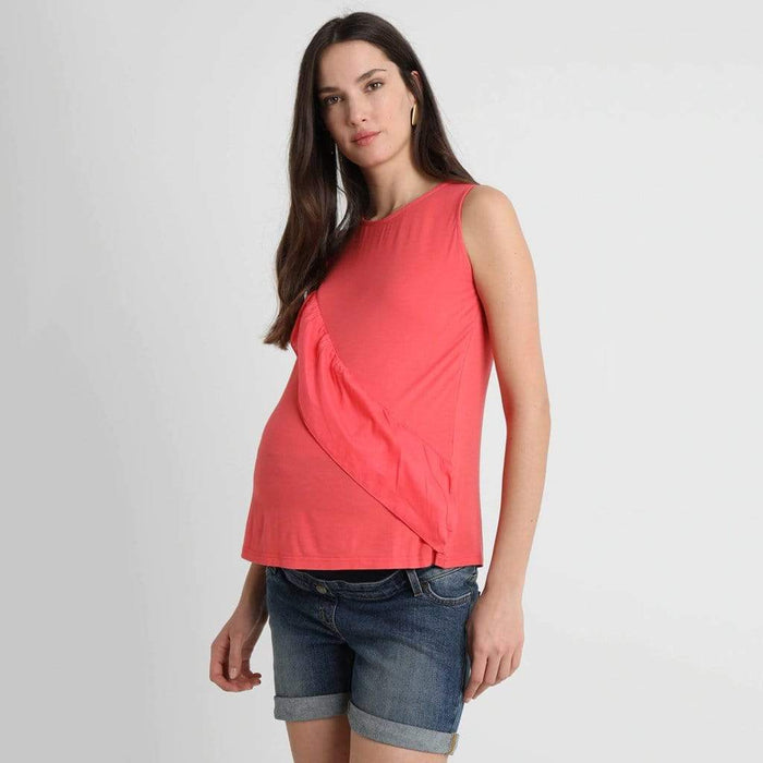 Sleeveless Caliana Frills Nursing Top Tulip