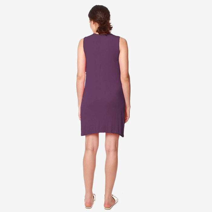 Sleeveless Calida Frills Bamboo Cotton Nursing Dress Eggplant