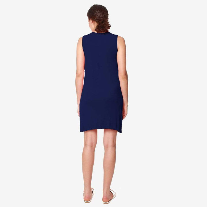 Sleeveless Calida Frills Bamboo Cotton Nursing Dress Navy