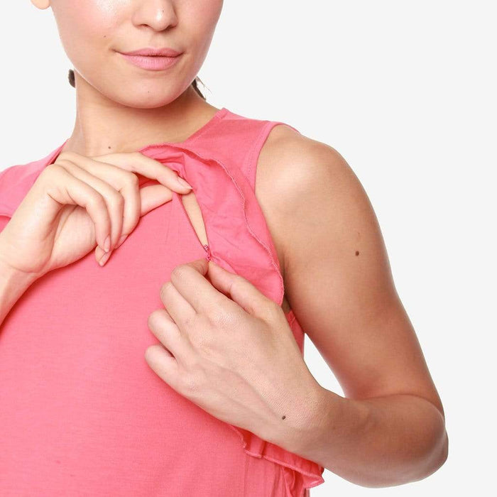 Sleeveless Calida Frills Bamboo Cotton Nursing Dress Tulip