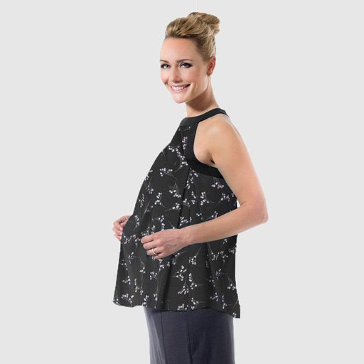 Woven Sleeveless Carden Halter Nursing Top Black Sprigs