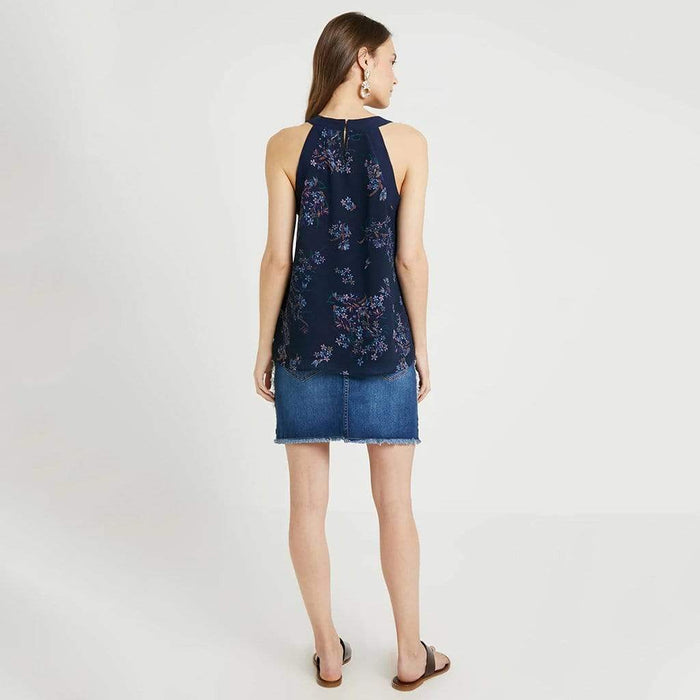 Carden Halter Navy Floral Sleeveless Nursing Top