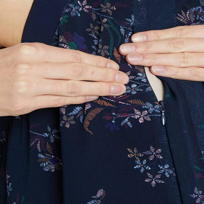 Carden Halter Navy Floral Sleeveless Nursing Top