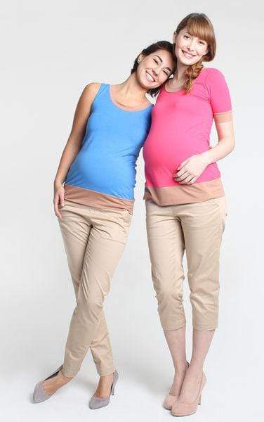 Casey Sleeveless Contrast Bamboo Maternity Top Blue