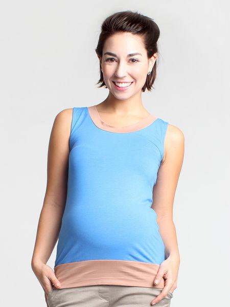 Casey Sleeveless Contrast Bamboo Maternity Top Blue