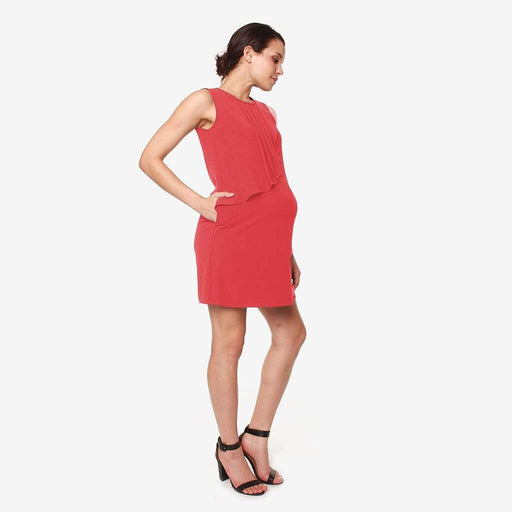Sleeveless Cory Pleated Nursing Dress Crimson Red