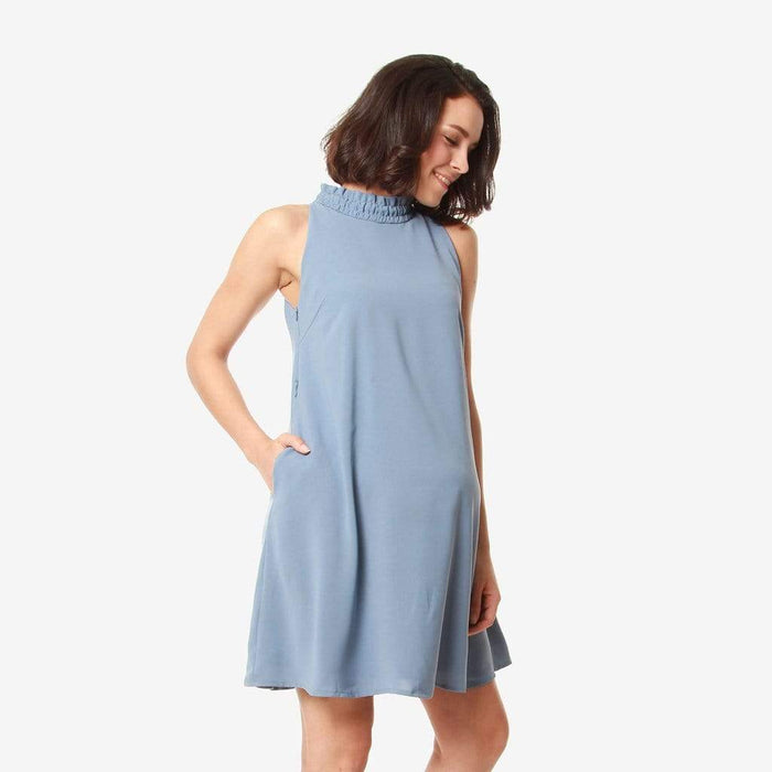 Sleeveless Halter Neck Ciana Nursing Dress Grey Blue