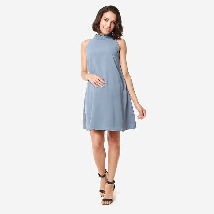Sleeveless Halter Neck Ciana Nursing Dress Grey Blue