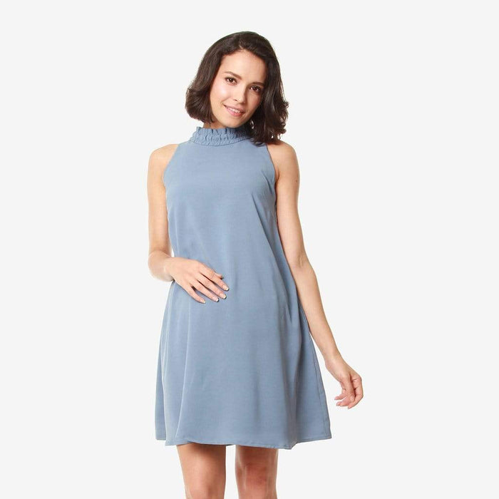 Sleeveless Halter Neck Ciana Nursing Dress Grey Blue