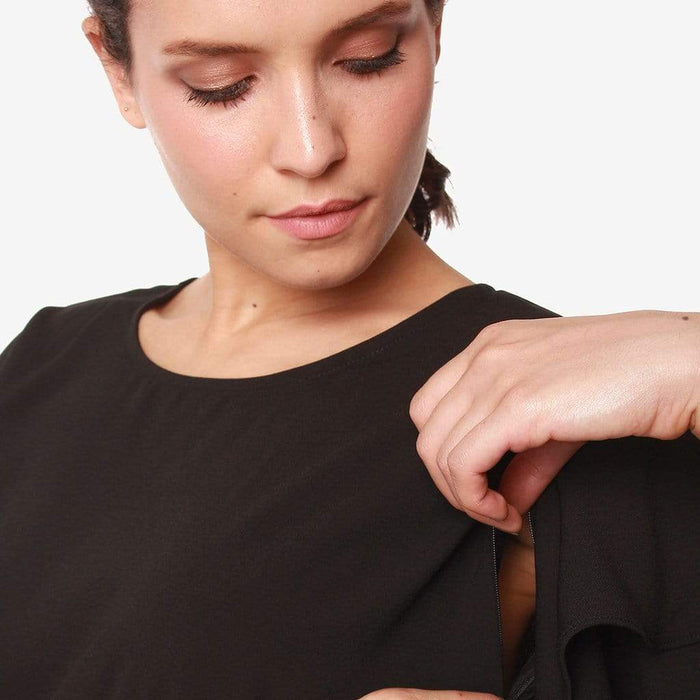 Tier Flounce Sleeves Cicilia Nursing Top Black