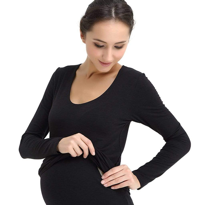 Vera V-Neck Nursing Nursing Top Black