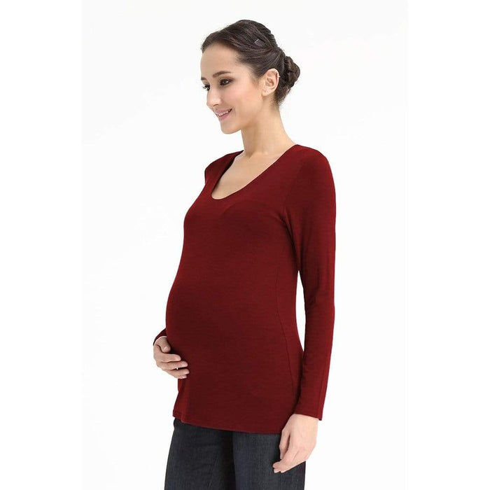 Vera V-Neck Nursing Nursing Top Maroon
